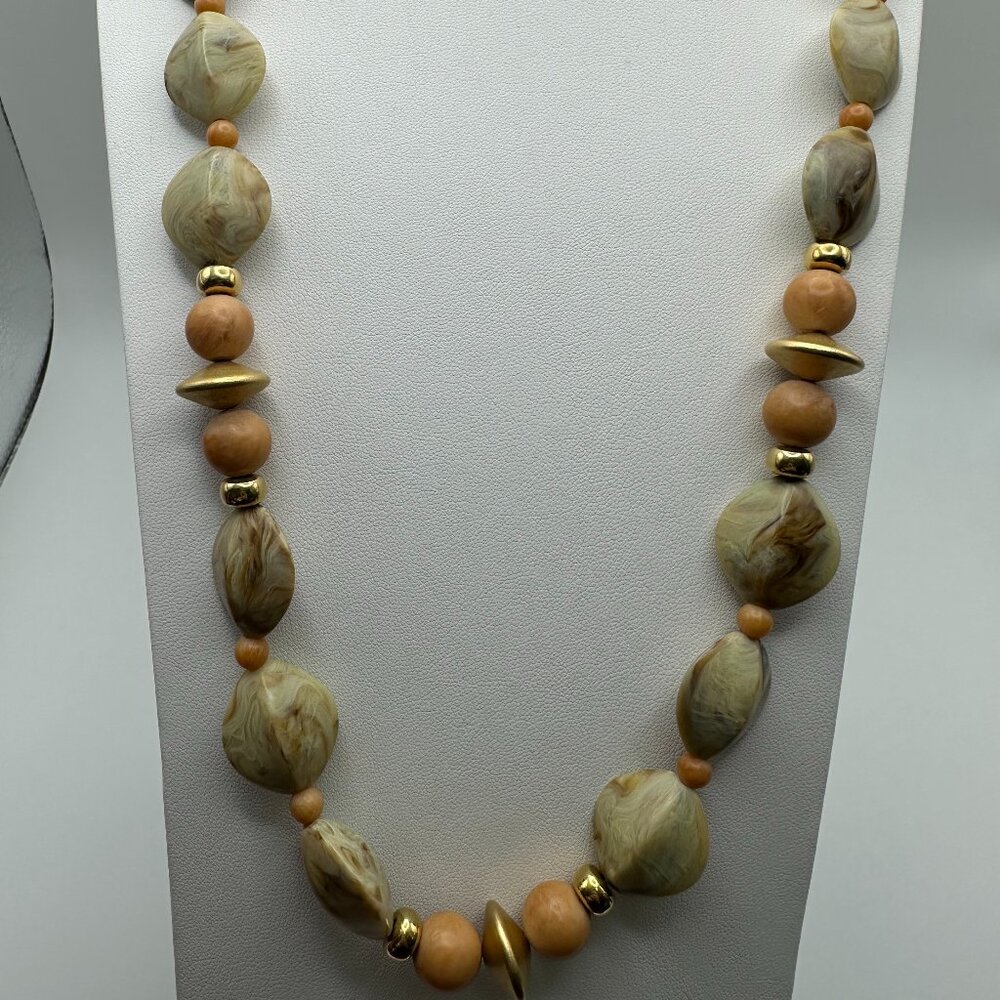 Vintage Napier Beige and Gold-tone beaded necklace